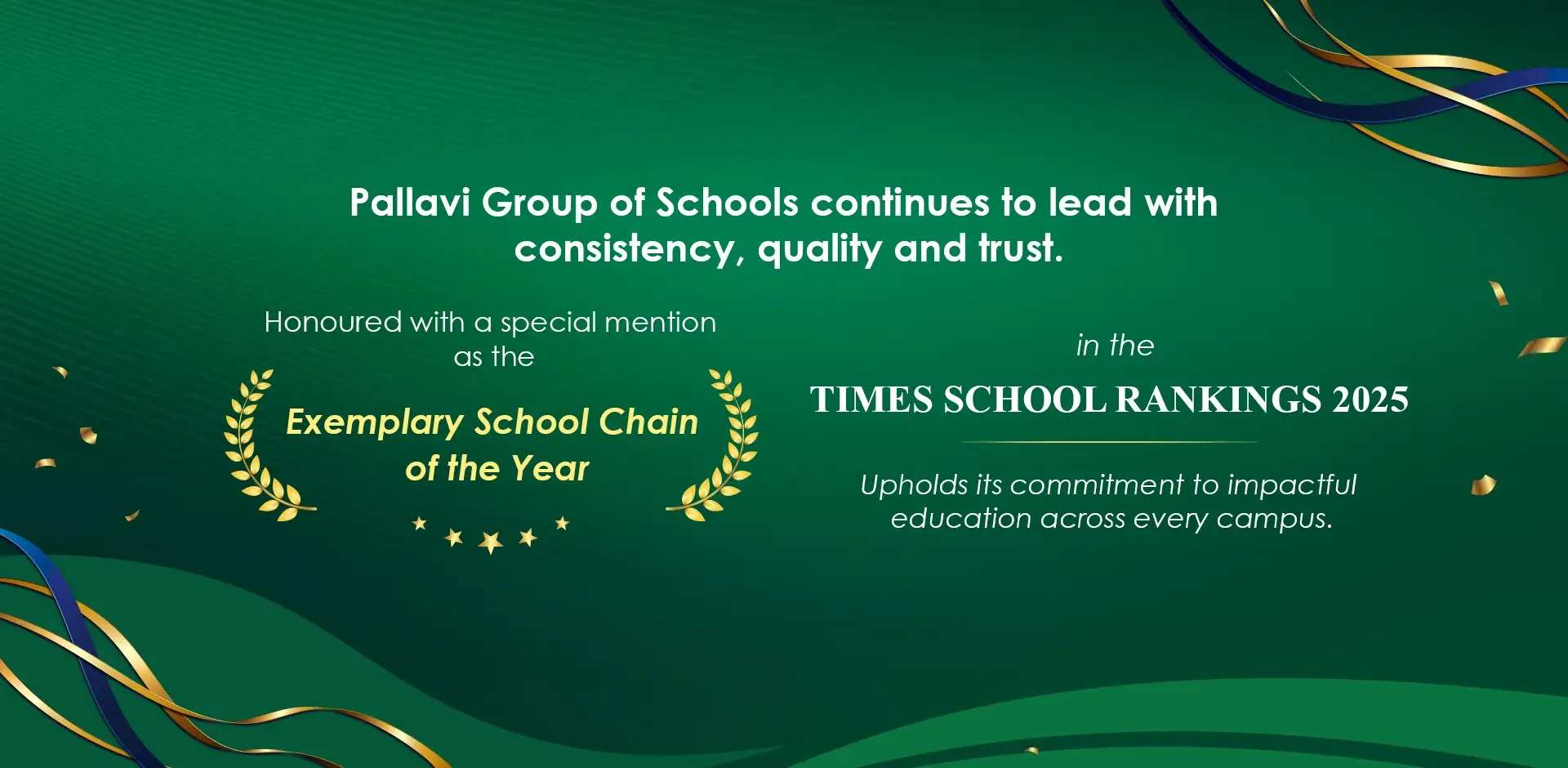 Pallavi Group of Schools - Exemplary School Chain of the Year, Times School Rankings 2025